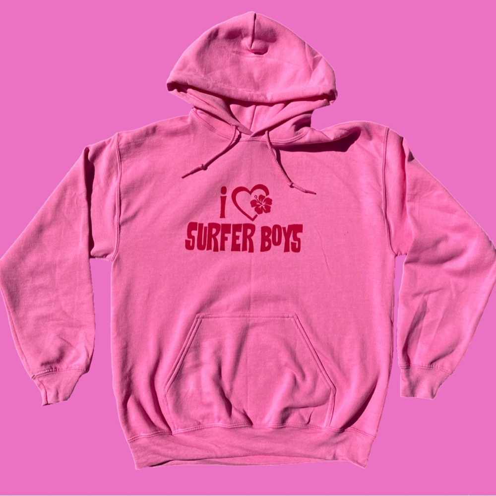 Pink "I ❤️ Surfer Boys" Graphic Hoodie